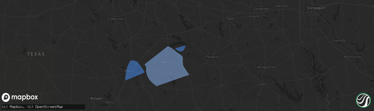 Hail map in Fairfield, TX on August 4, 2025