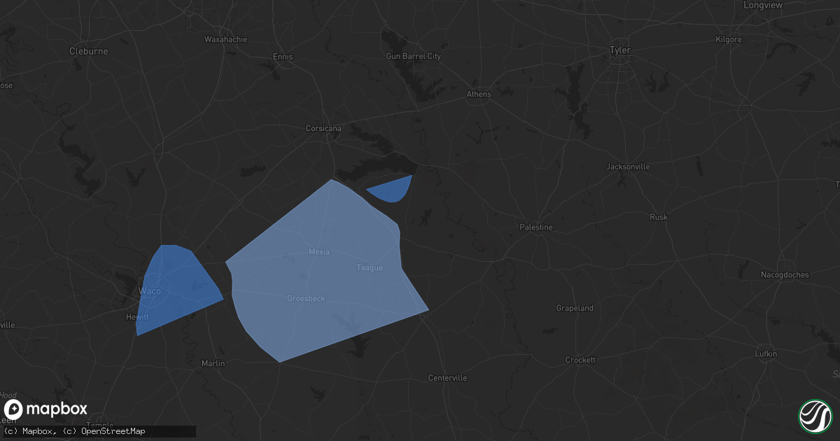Hail map in Fairfield, TX on August 4, 2025
