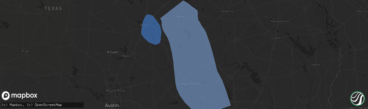 Hail map in Franklin, TX on August 4, 2025
