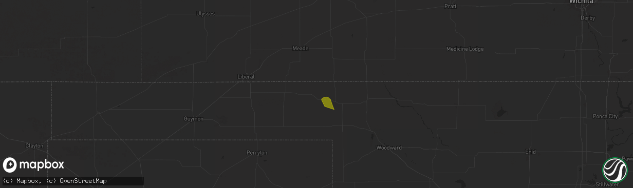 Hail map in Gate, OK on August 4, 2025