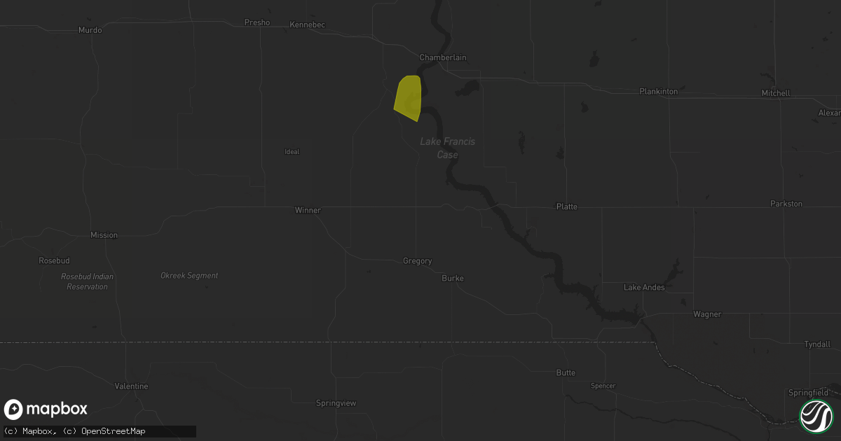 Hail map in Gregory, SD on August 4, 2025