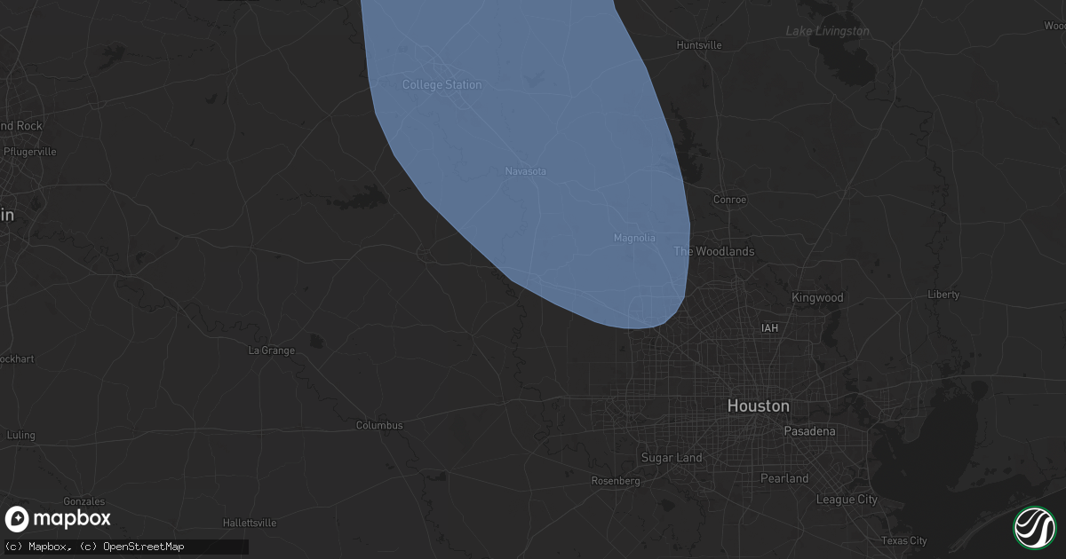 Hail map in Hempstead, TX on August 4, 2025