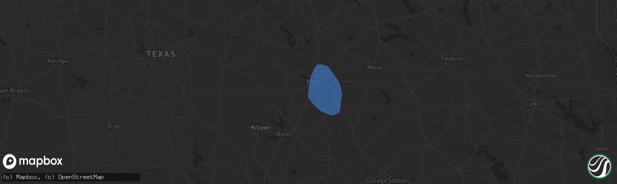 Hail map in Hewitt, TX on August 4, 2025