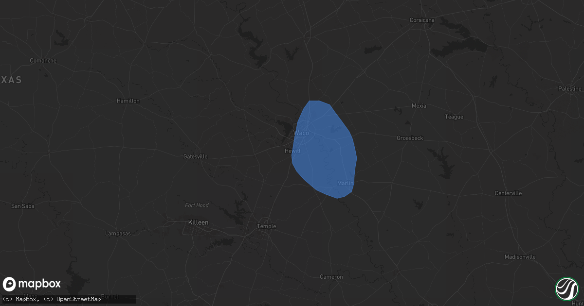 Hail map in Hewitt, TX on August 4, 2025