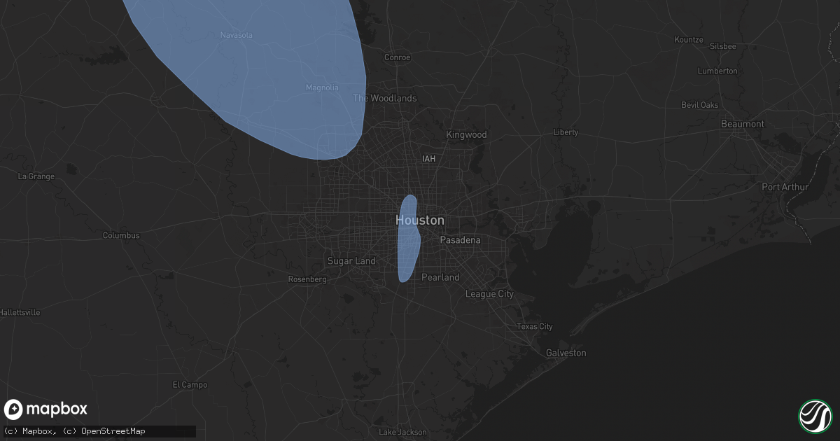 Hail map in Houston, TX on August 4, 2025