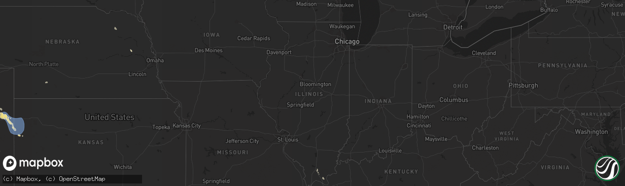 Hail map in Illinois on August 4, 2025