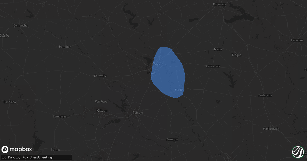 Hail map in Lorena, TX on August 4, 2025