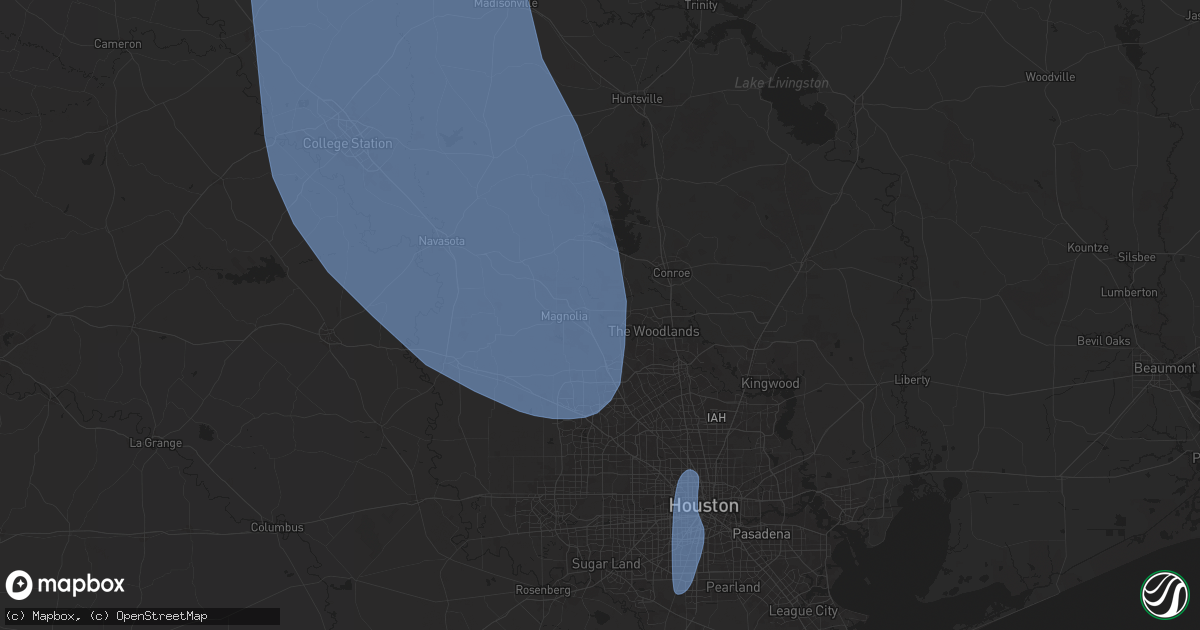 Hail map in Magnolia, TX on August 4, 2025