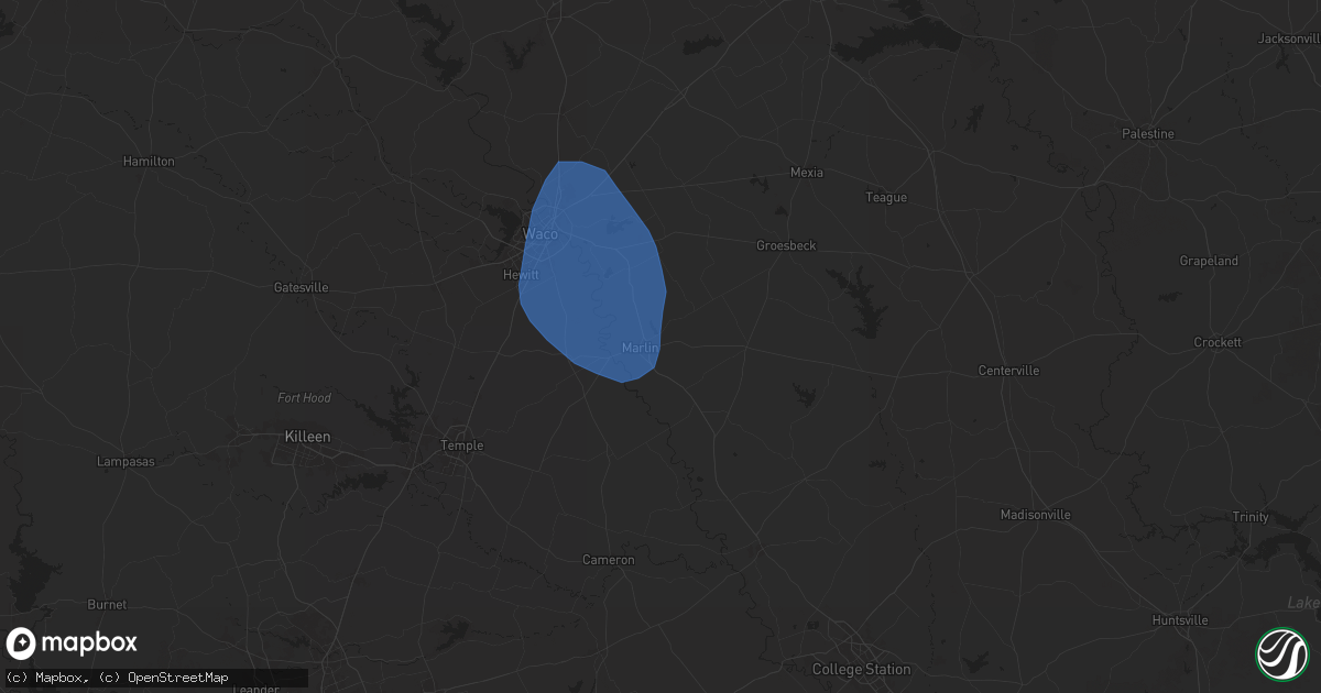 Hail map in Marlin, TX on August 4, 2025
