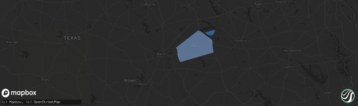 Hail map in Mart, TX on August 4, 2025