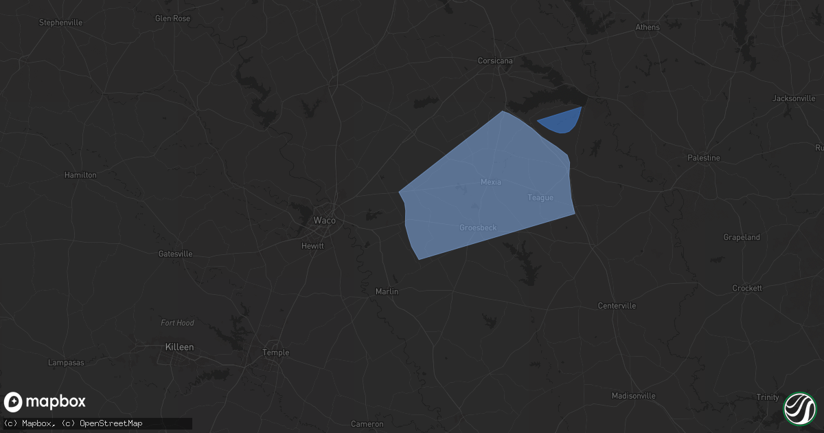 Hail map in Mart, TX on August 4, 2025