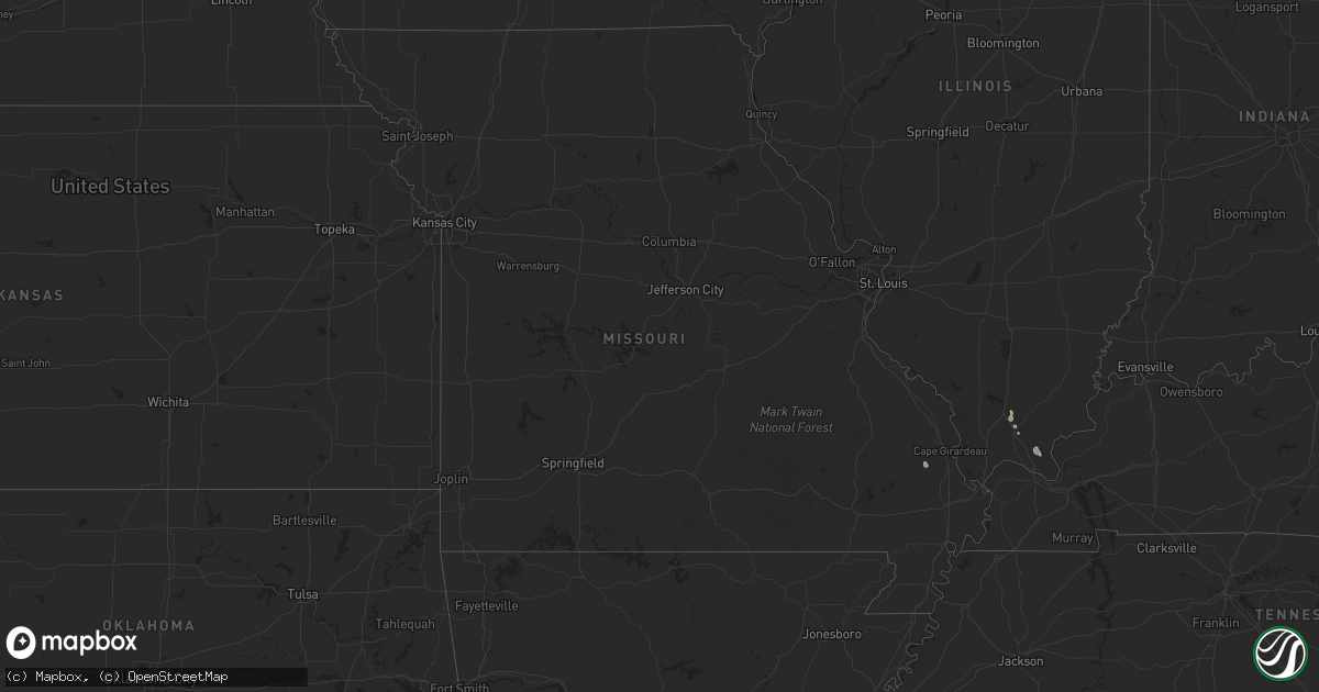 Hail map in Missouri on August 4, 2025