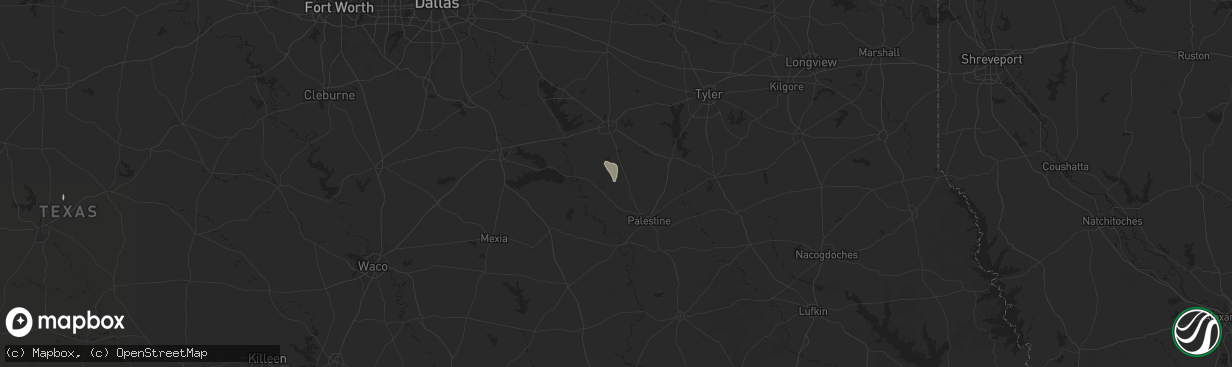 Hail map in Montalba, TX on August 4, 2025