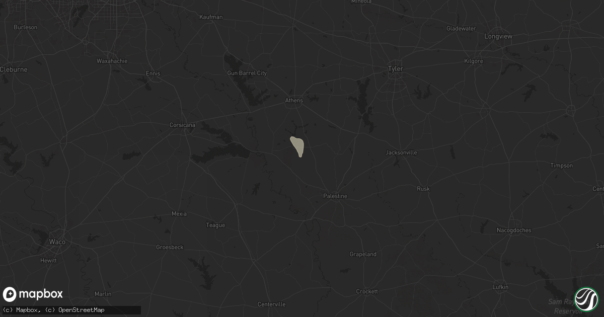 Hail map in Montalba, TX on August 4, 2025