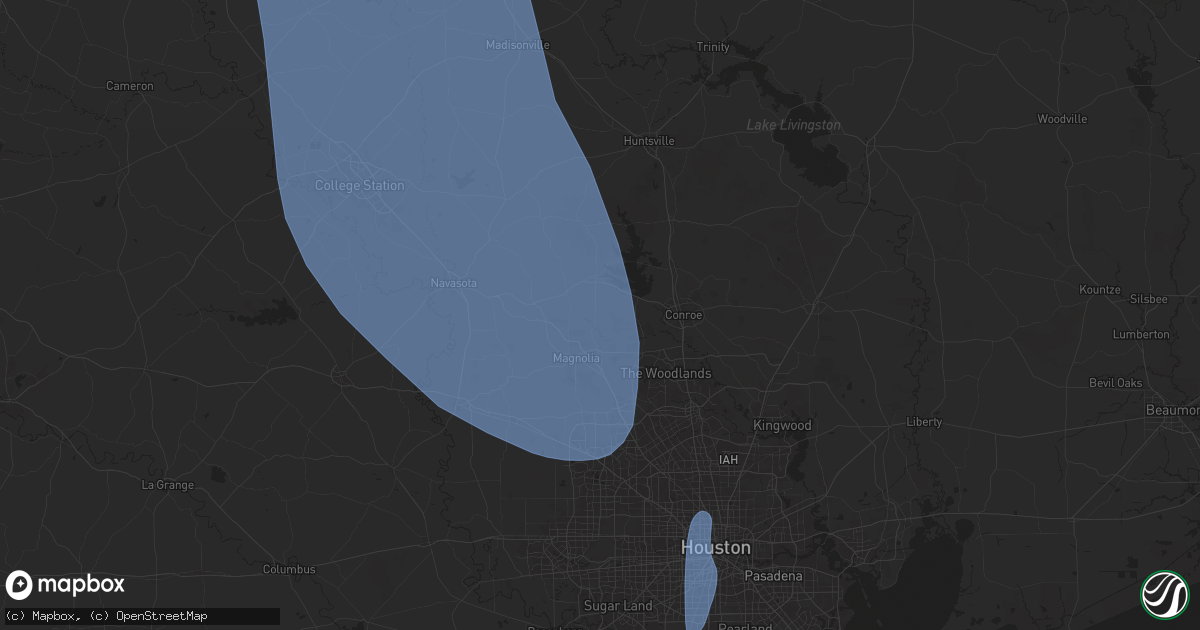 Hail map in Montgomery, TX on August 4, 2025