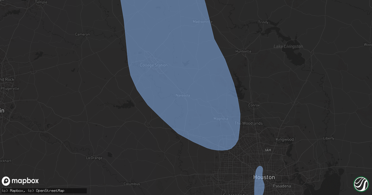 Hail map in Navasota, TX on August 4, 2025