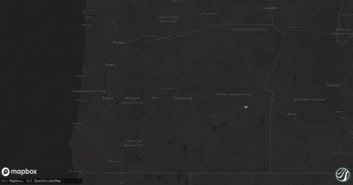 Hail map in Oregon on August 4, 2025