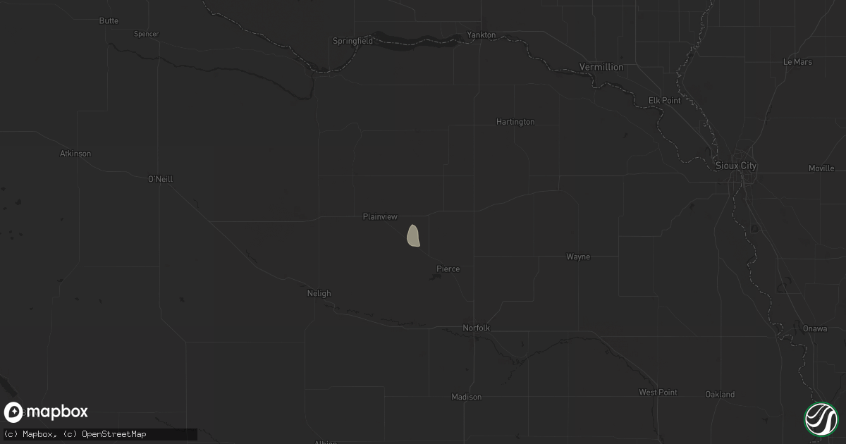 Hail map in Osmond, NE on August 4, 2025
