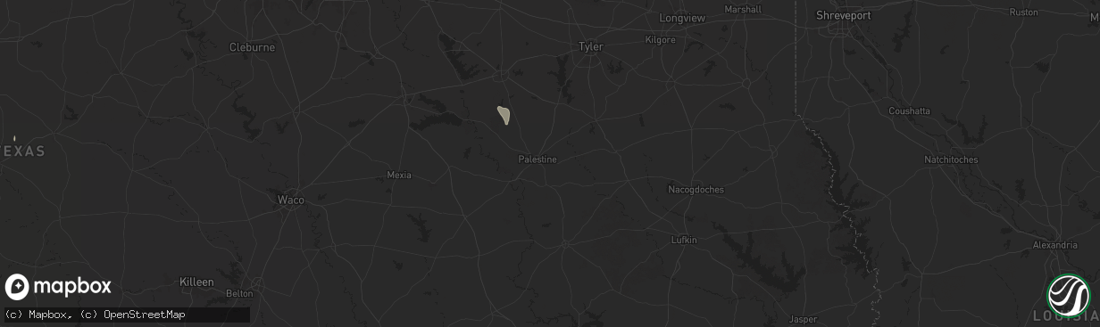 Hail map in Palestine, TX on August 4, 2025