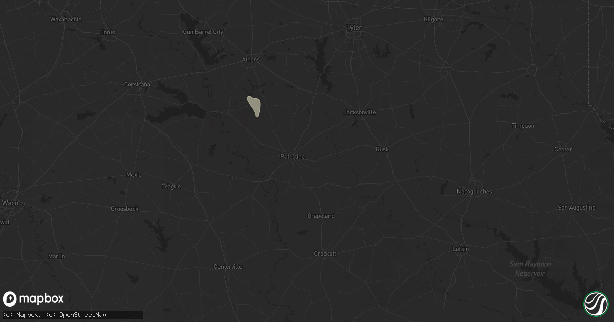 Hail map in Palestine, TX on August 4, 2025