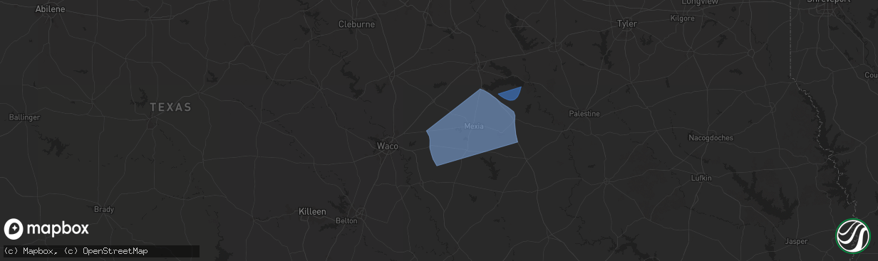 Hail map in Prairie Hill, TX on August 4, 2025
