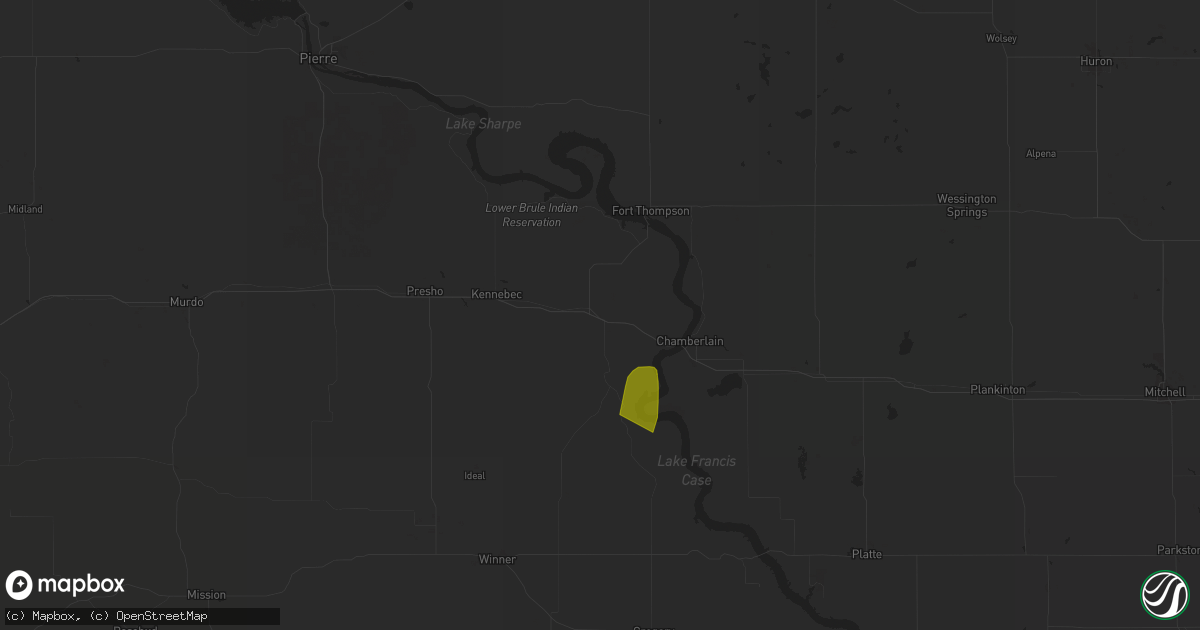 Hail map in Reliance, SD on August 4, 2025