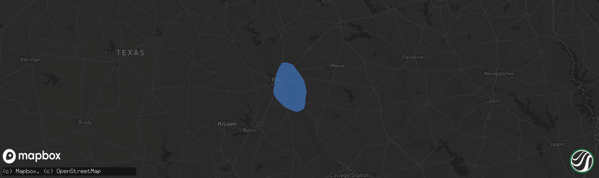 Hail map in Riesel, TX on August 4, 2025