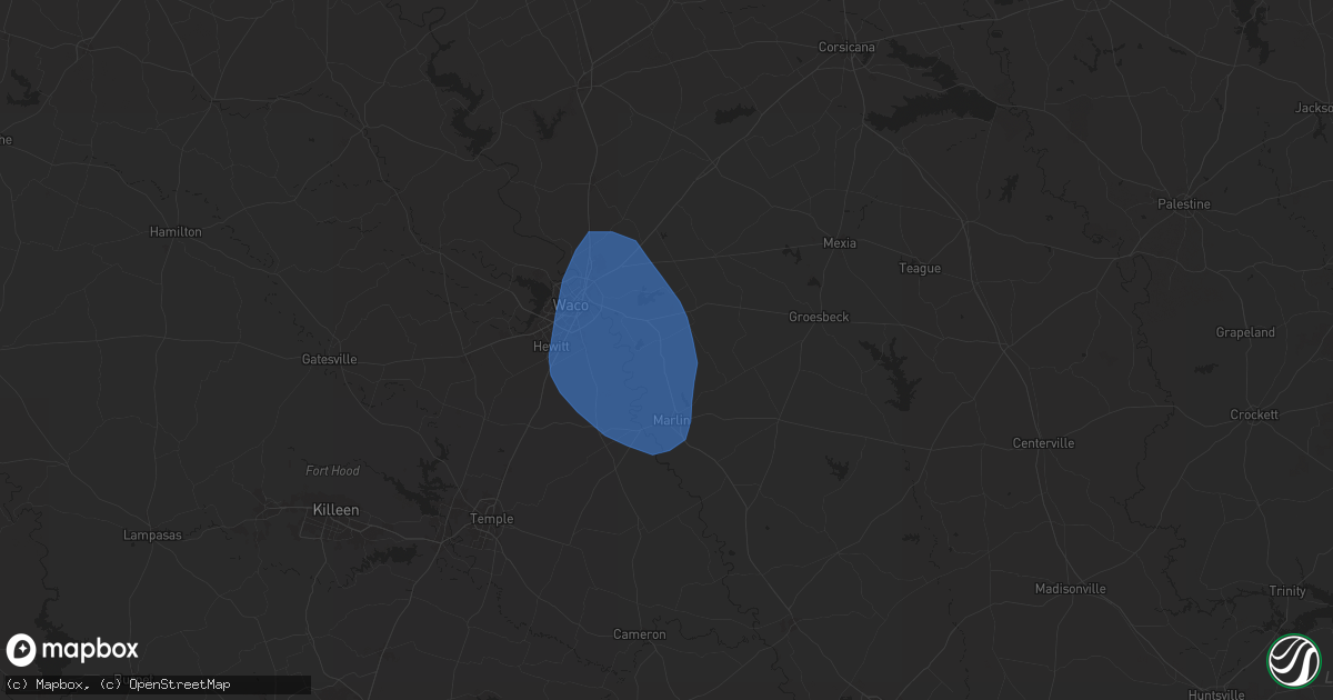 Hail map in Riesel, TX on August 4, 2025