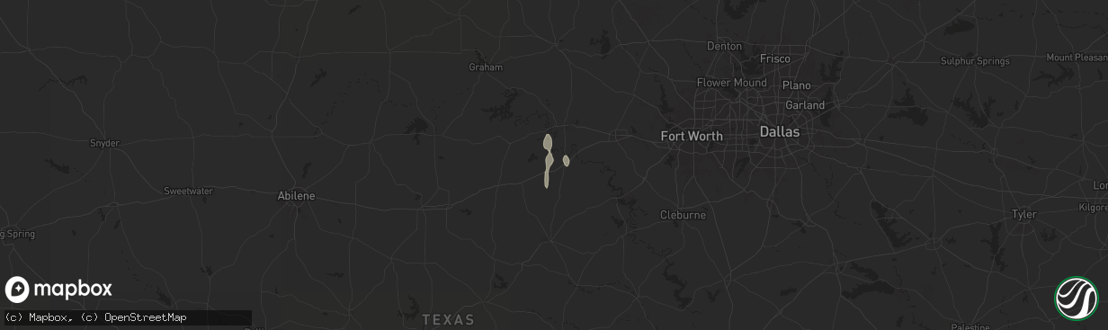 Hail map in Santo, TX on August 4, 2025