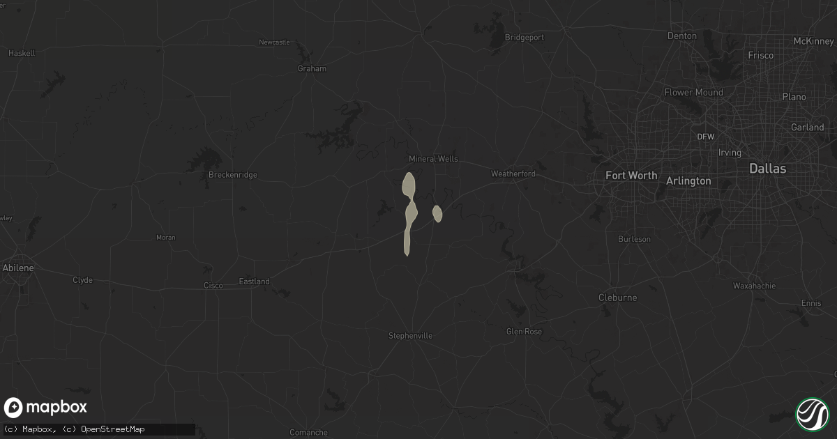 Hail map in Santo, TX on August 4, 2025