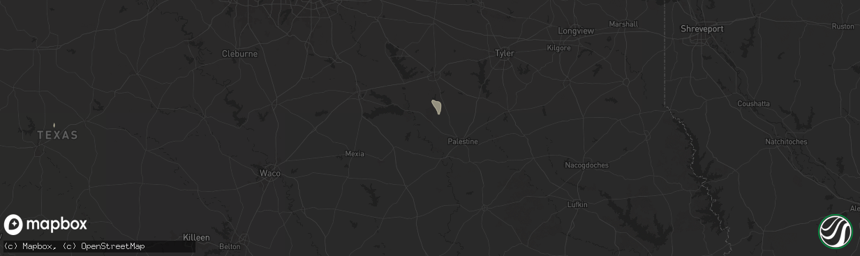 Hail map in Tennessee Colony, TX on August 4, 2025