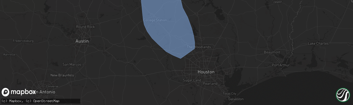 Hail map in Waller, TX on August 4, 2025