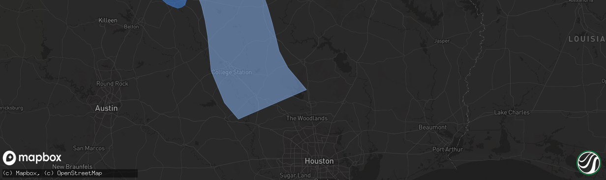 Hail map in Willis, TX on August 4, 2025