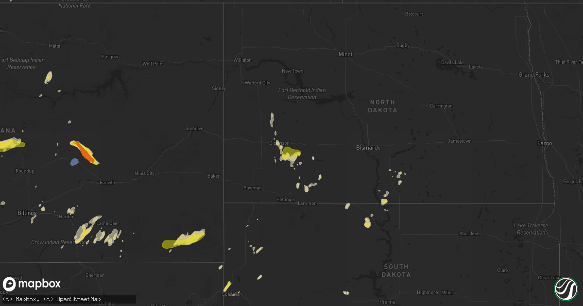 Hail map on August 4, 2025