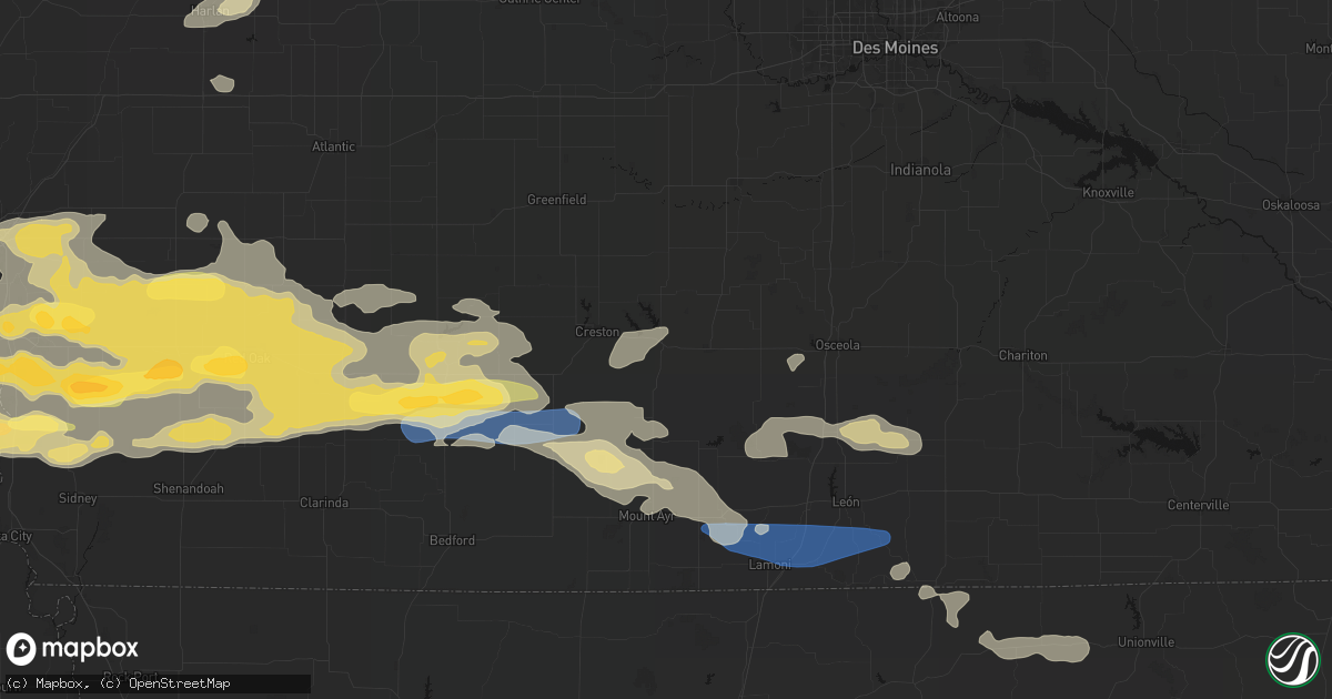Hail map in Afton, IA on August 4, 2026