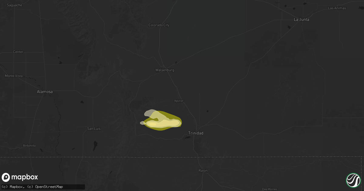 Hail map in Aguilar, CO on August 4, 2026