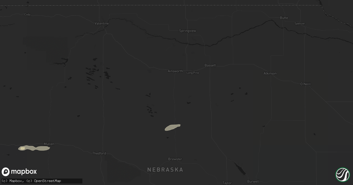 Hail map in Ainsworth, NE on August 4, 2026