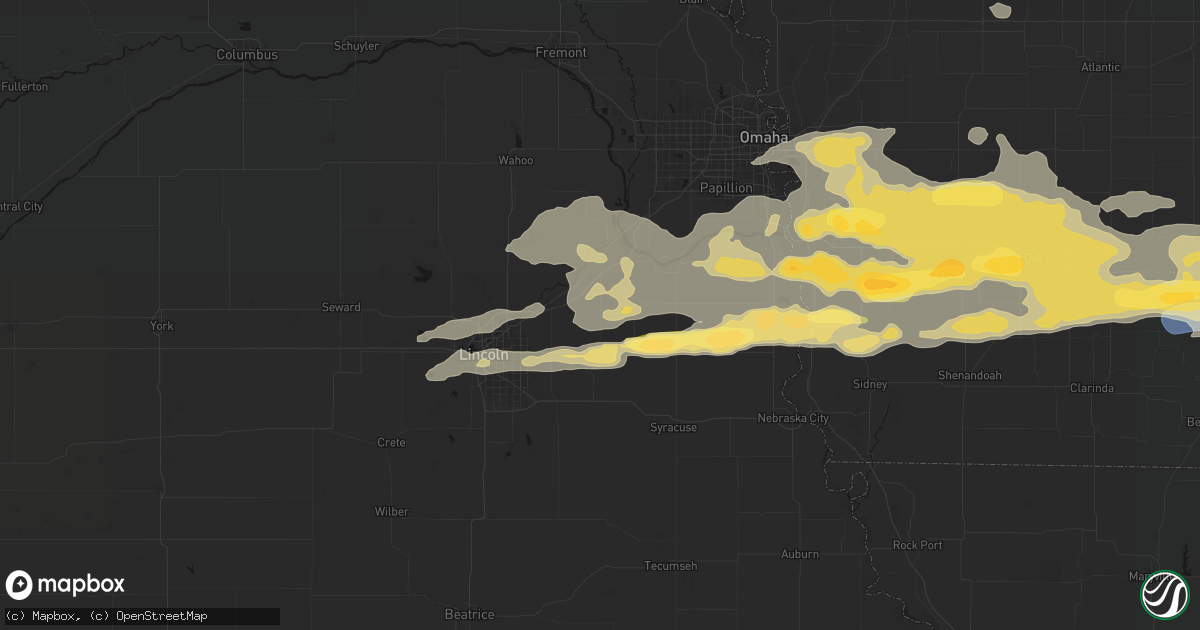 Hail map in Alvo, NE on August 4, 2026