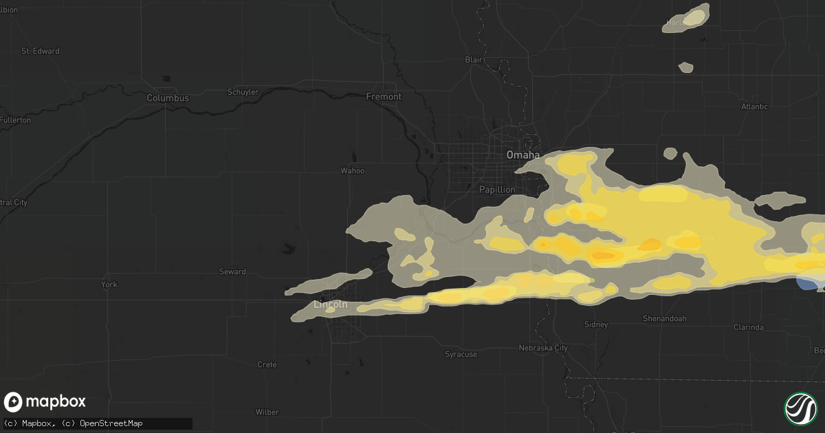 Hail map in Ashland, NE on August 4, 2026