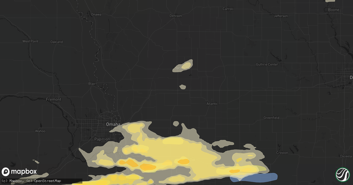 Hail map in Avoca, IA on August 4, 2026
