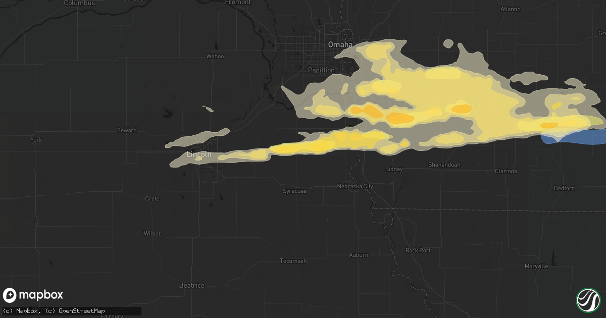 Hail map in Avoca, NE on August 4, 2026