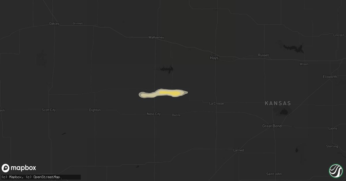 Hail map in Brownell, KS on August 4, 2026