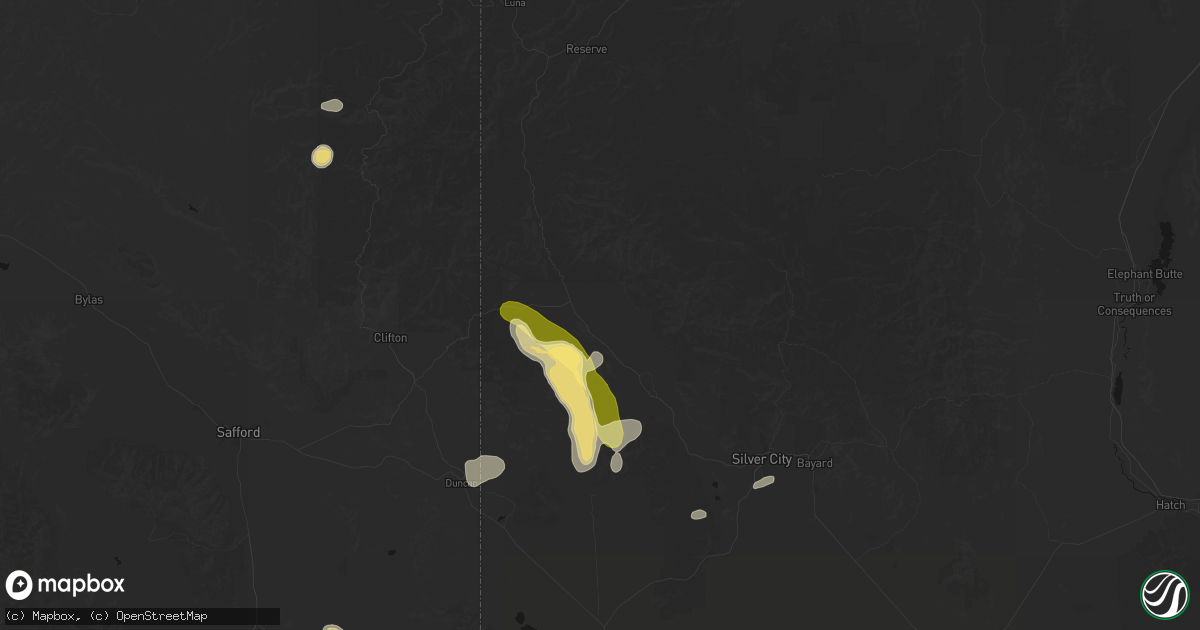 Hail map in Buckhorn, NM on August 4, 2026