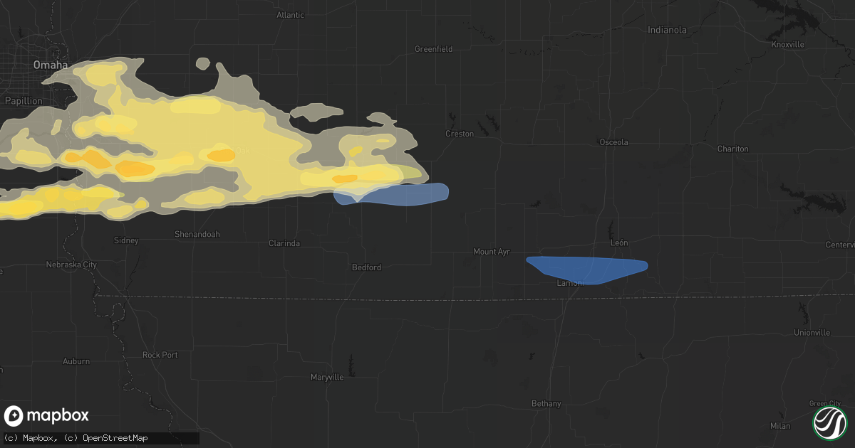 Hail map in Clearfield, IA on August 4, 2026