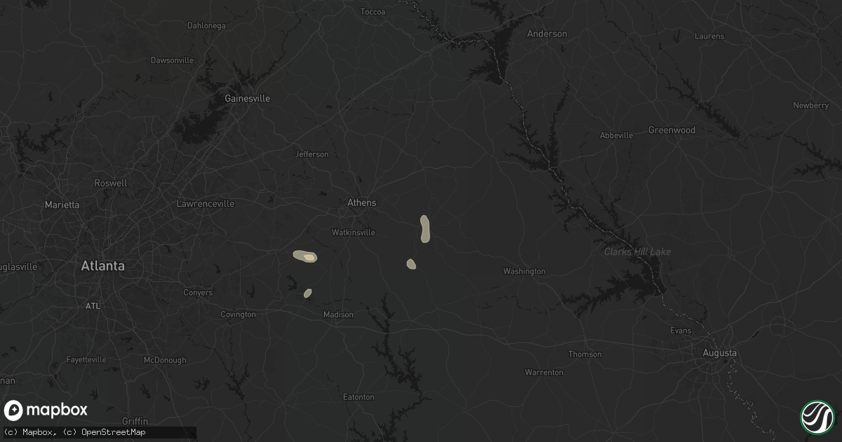 Hail map in Crawford, GA on August 4, 2026