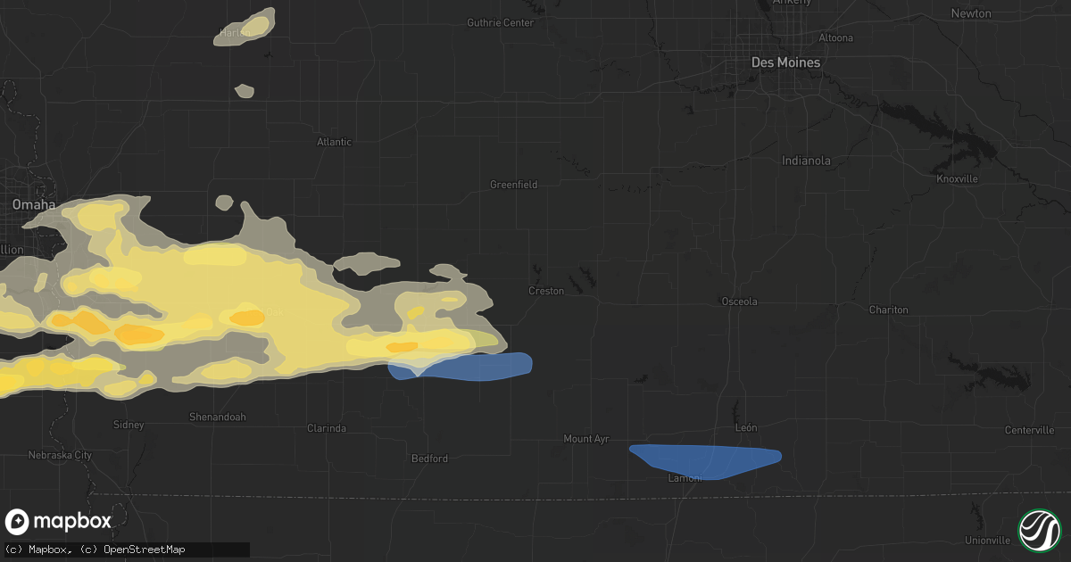 Hail map in Creston, IA on August 4, 2026