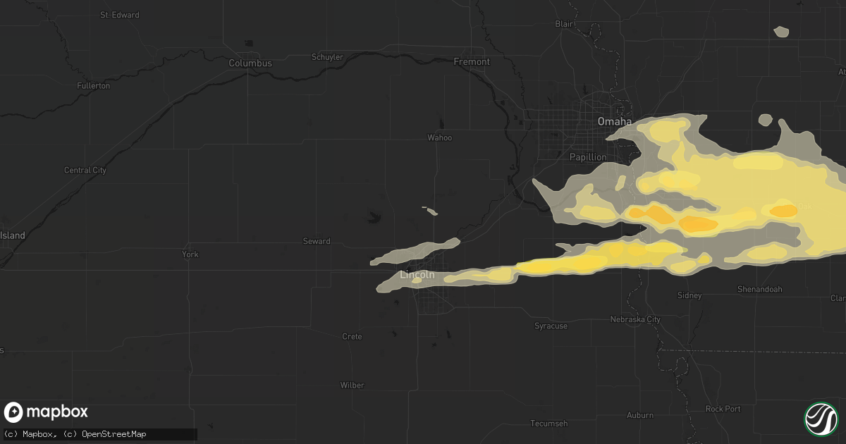 Hail map in Davey, NE on August 4, 2026
