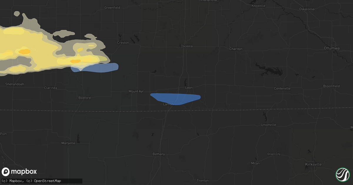 Hail map in Decatur, IA on August 4, 2026