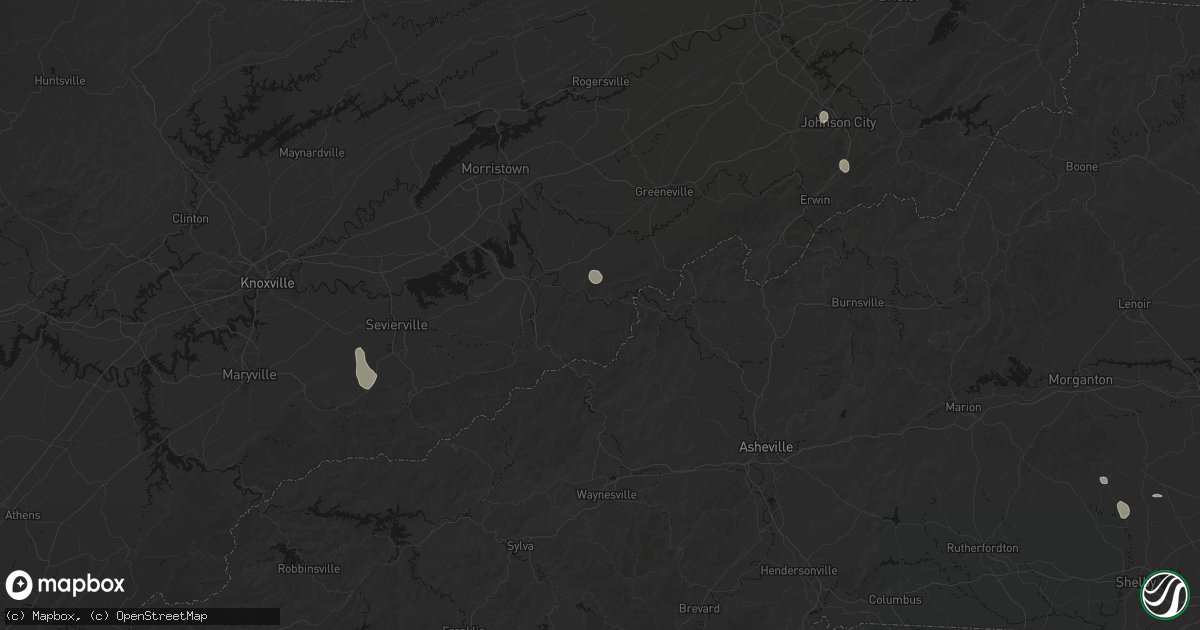 Hail map in Del Rio, TN on August 4, 2026