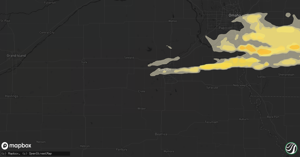 Hail map in Denton, NE on August 4, 2026